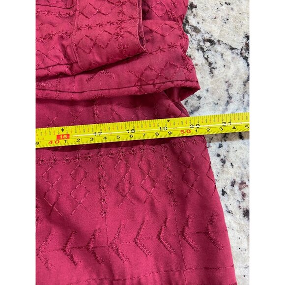 Van Heusen Womens Medium Collard Shirt Red Long Sleeve Floral Button-Down - Picture 10 of 11